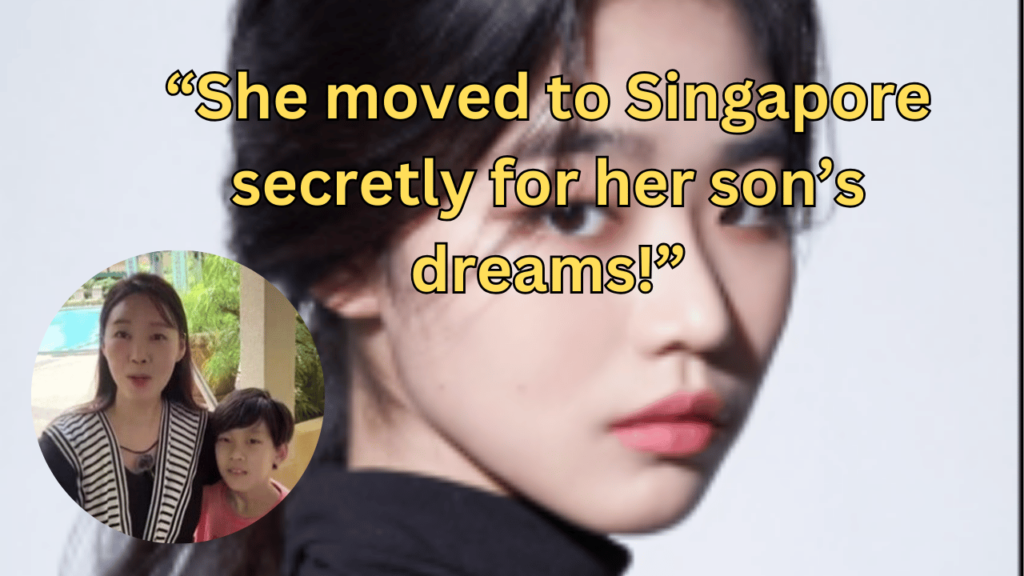 This contains the text “She moved to Singapore secretly for her son’s dreams!” and an image of Lee Hye Won and an image of her and her son in a circle.