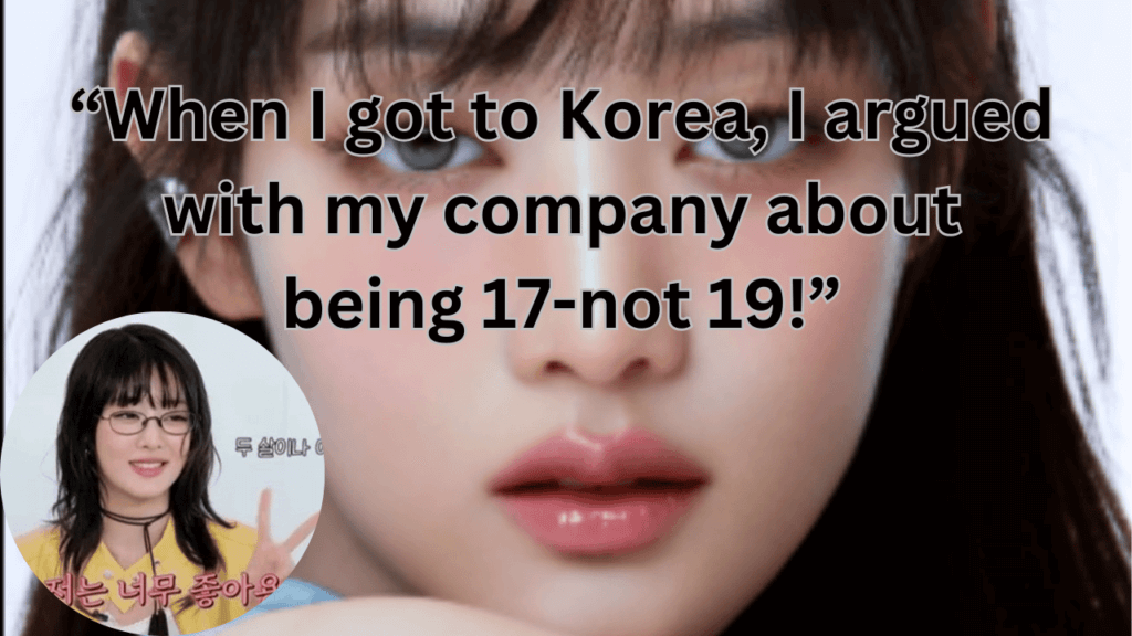 This contains the text “When I got to Korea, I argued with my company about being 17-not 19!” and an image of Minnie and her Age Argument in a circle.