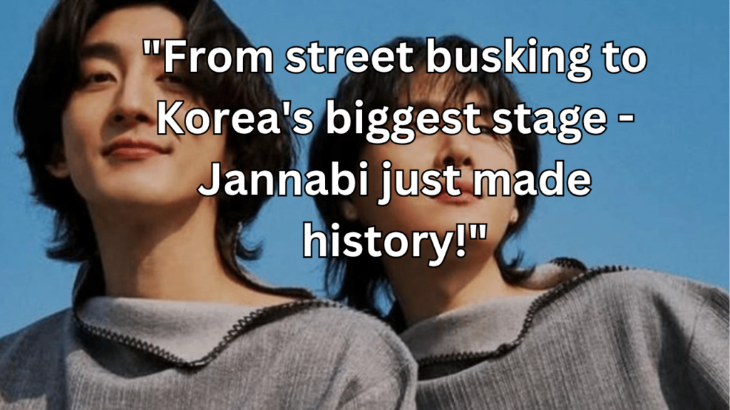 This contains the text "From street busking to Korea's biggest stage - Jannabi just made history!" and an image of Jannabi KSPO DOME debut.