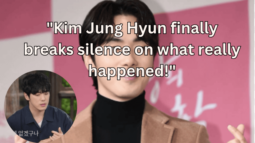 This contains the text "Kim Jung Hyun finally breaks silence on what really happened!" and an image of Kim Jung Hyun and his Heart on Wheels confession.