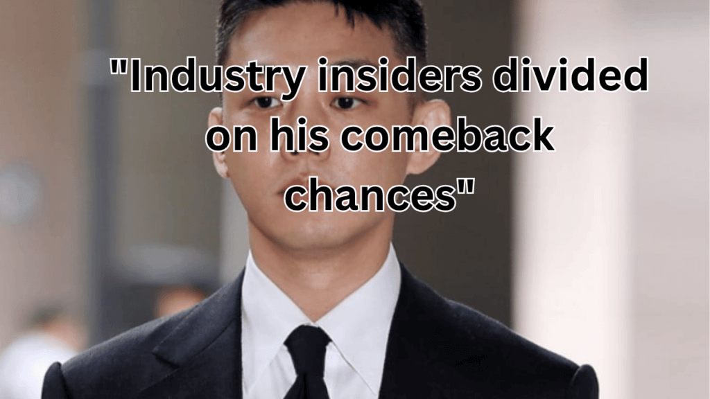 This contains the text "Industry insiders divided on his comeback chances" and an image of Actor Yoo Ah In